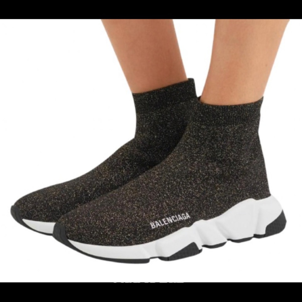 Authentic Balenciaga Metallic Speed Sock Sneakers